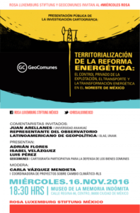 #MiércolesRosa. Presentación de la Cartografía TERRITORIALIZACIÓN DE LA REFORMA ENERGÉTICA